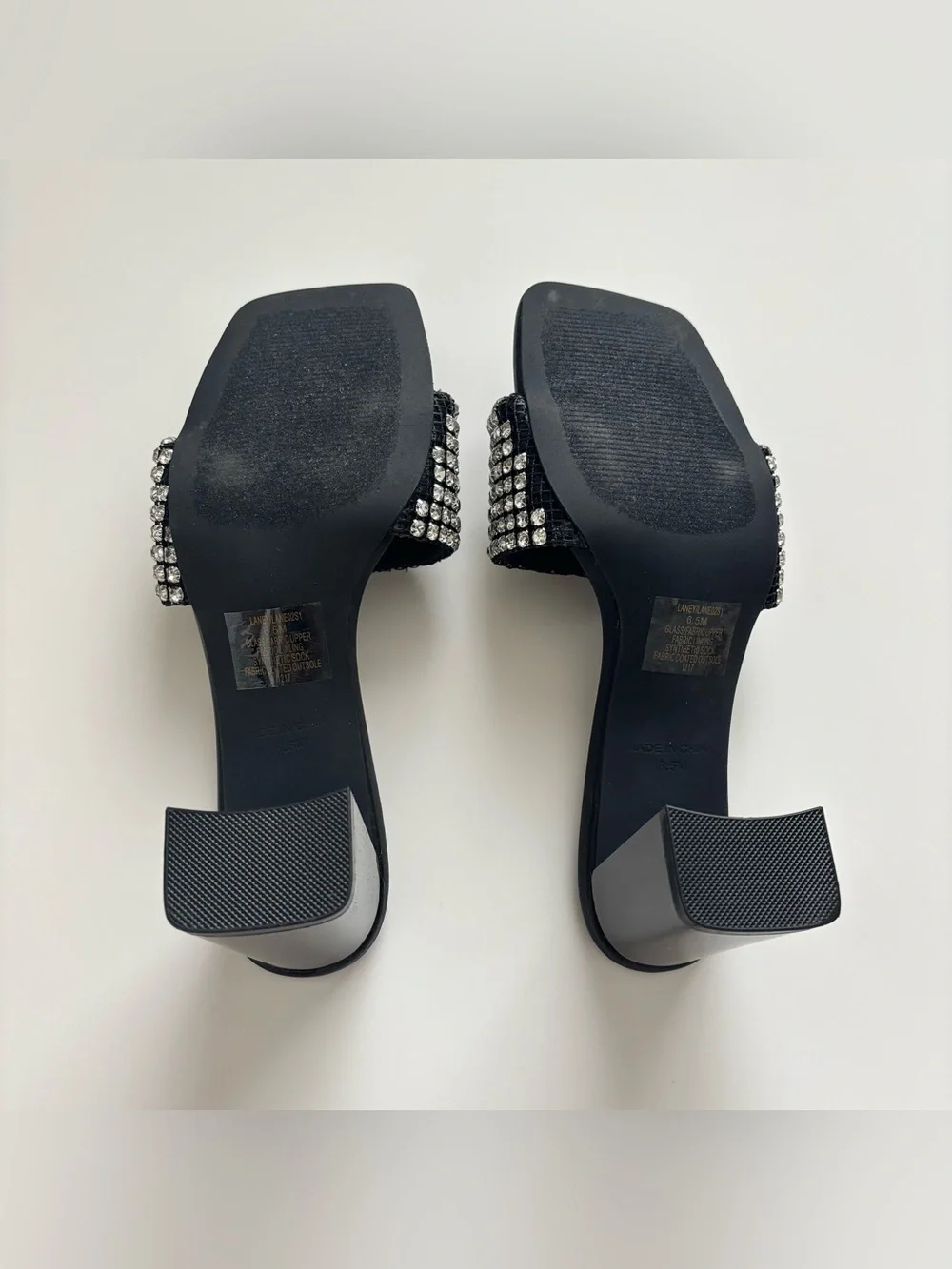 Steve Madden Laney Heels Black Rhinestones